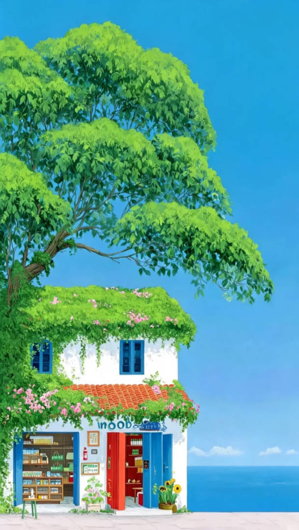 吉卜力风格日系风格小屋